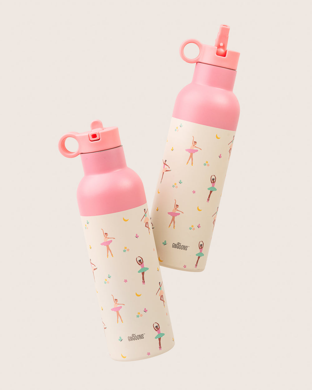 Floating View of Baboons 750ml Pink Water Bottle With Sipper Straw Lid - Leakproof and Durable for Kids' School, adults daily use,Adventures and Outing.