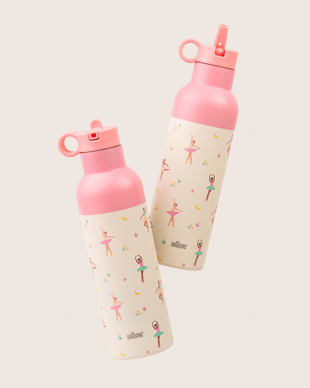 Floating View of Baboons 750ml Pink Water Bottle With Sipper Straw Lid - Leakproof and Durable for Kids' School, adults daily use,Adventures and Outing.