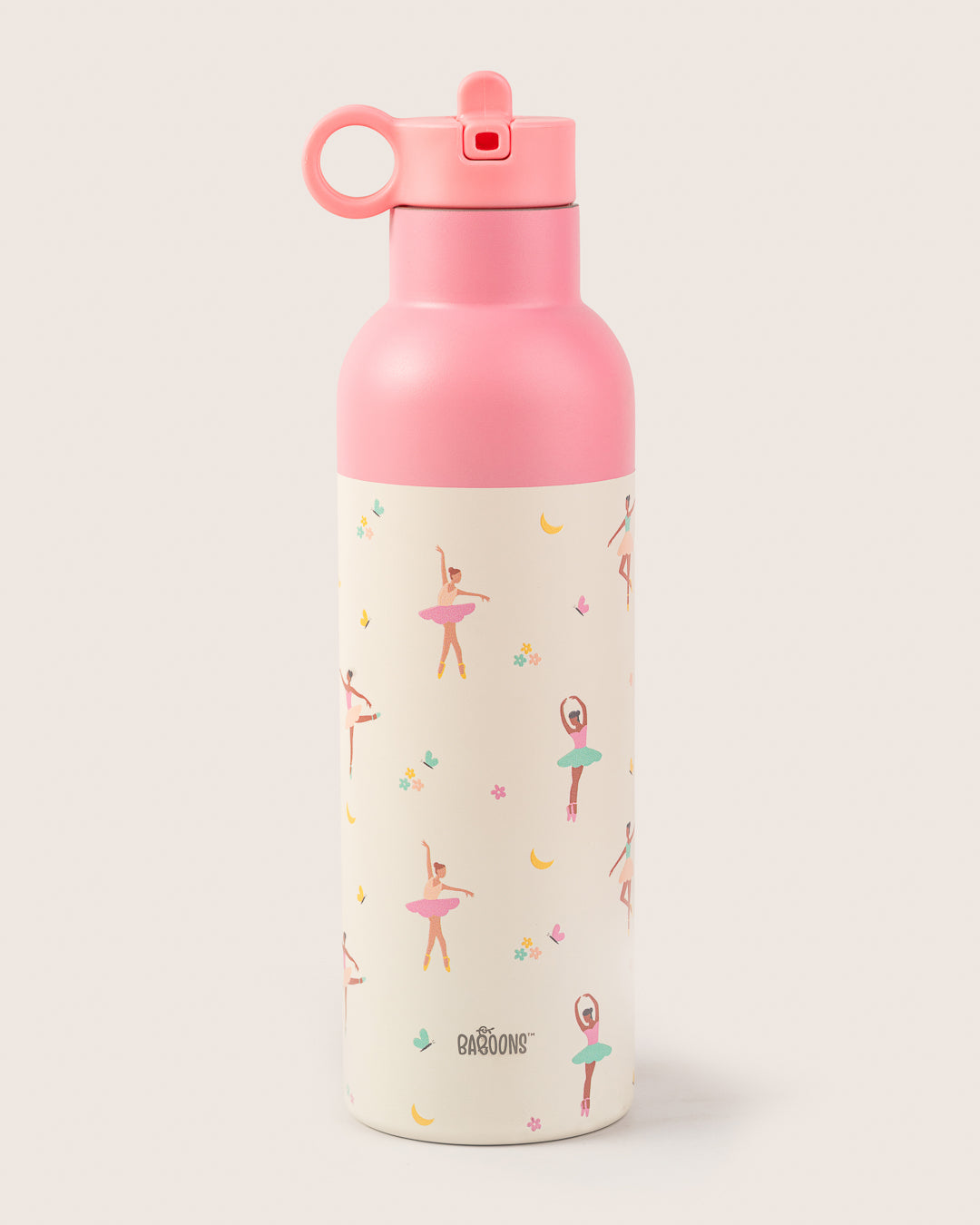 Pink ballerina stainless steel insulated water bottle 750ml with sipper straw lid for kids and adult, perfect for school, office, daily use , leakproof and durable, available in India.