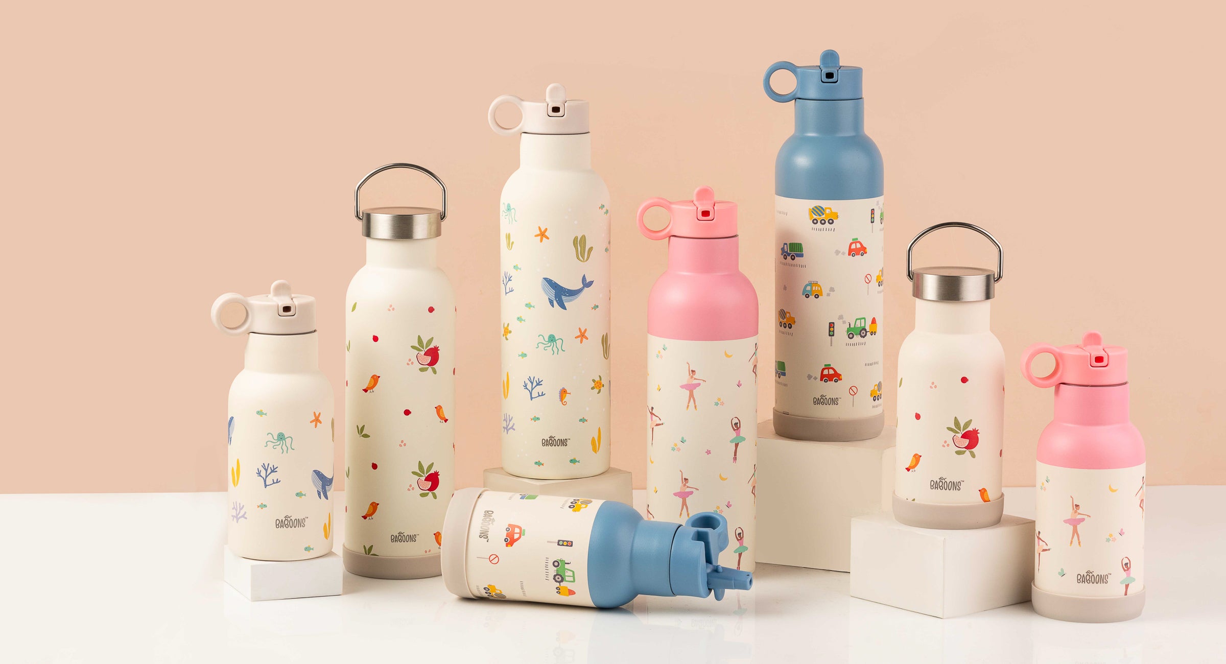 Baboons™ India: Shop Stainless Steel Water Bottles in Fun Colors for Kids