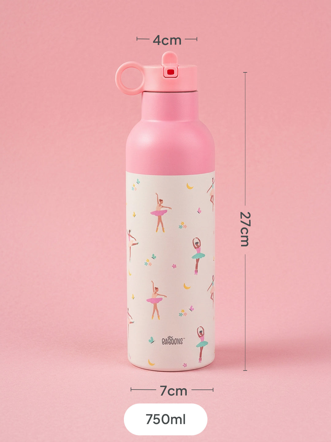 750ml Water Bottle - Pink Ballerina (Seconds Sale)
