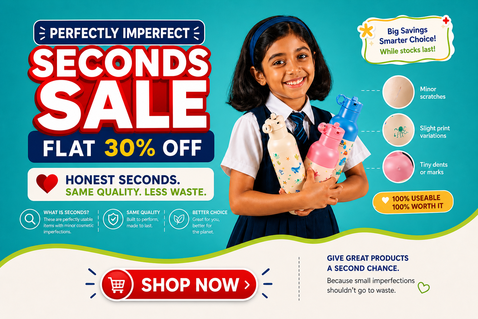Seconds sale kids school water bottle India
