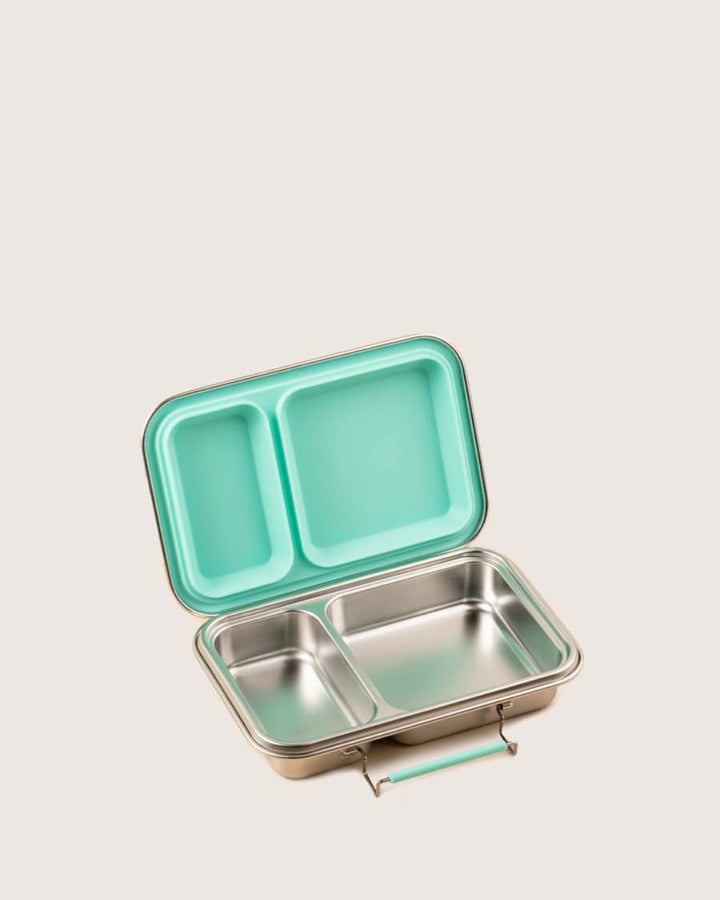 Baboons Bento Two Lagoon Mint leakproof stainless steel lunchbox with two compartments