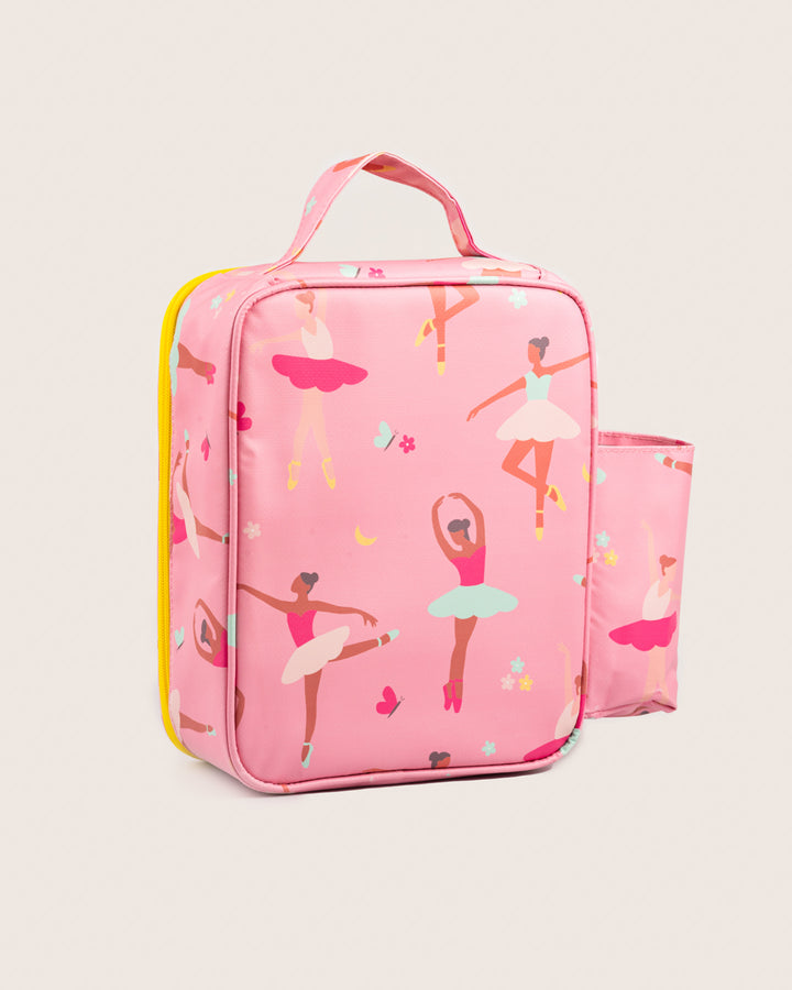 Back view of Baboons insulated kids lunch bag - ballet pink, durable, water-resistant, perfect for bento boxes and snacks, available in India