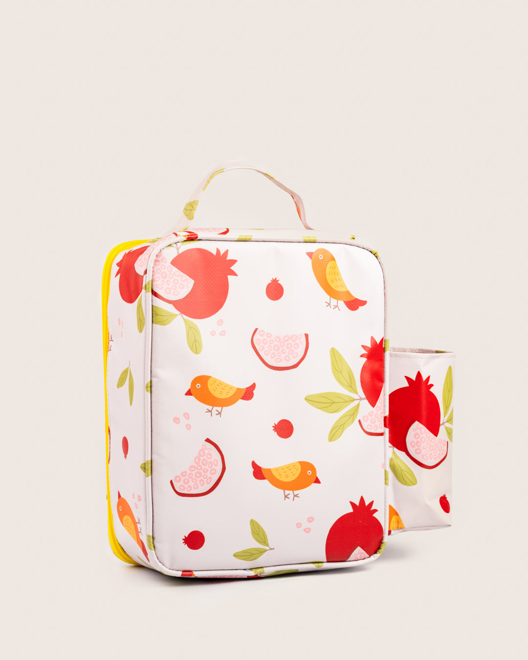 Back view of Baboons insulated kids lunch bag - pomegranate design, durable, water-resistant, perfect for bento boxes and snacks, available in India