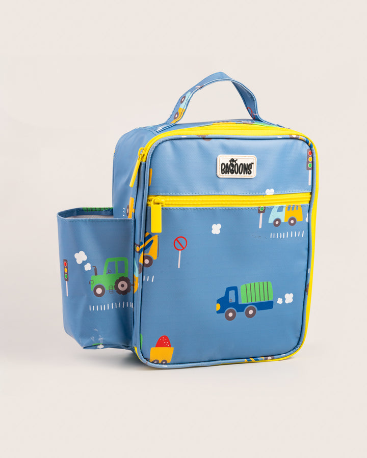 Baboons insulated kids lunch bag - blue, durable, water-resistant, perfect for bento boxes and snacks, with YKK zippers, mesh pockets, and aluminium insulation, available in India