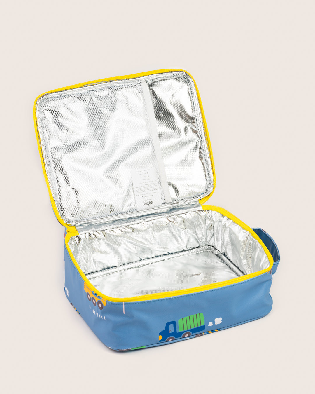 Interior view of Baboons insulated kids lunch bag - blue, with aluminium insulation, water-resistant, perfect for bento boxes and snacks, available in India