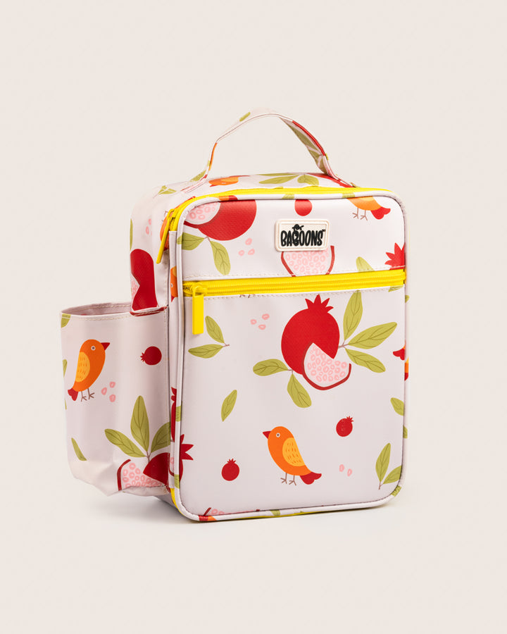 Baboons insulated kids lunch bag - pomegranate design, durable, water-resistant, perfect for bento boxes and snacks, available in India