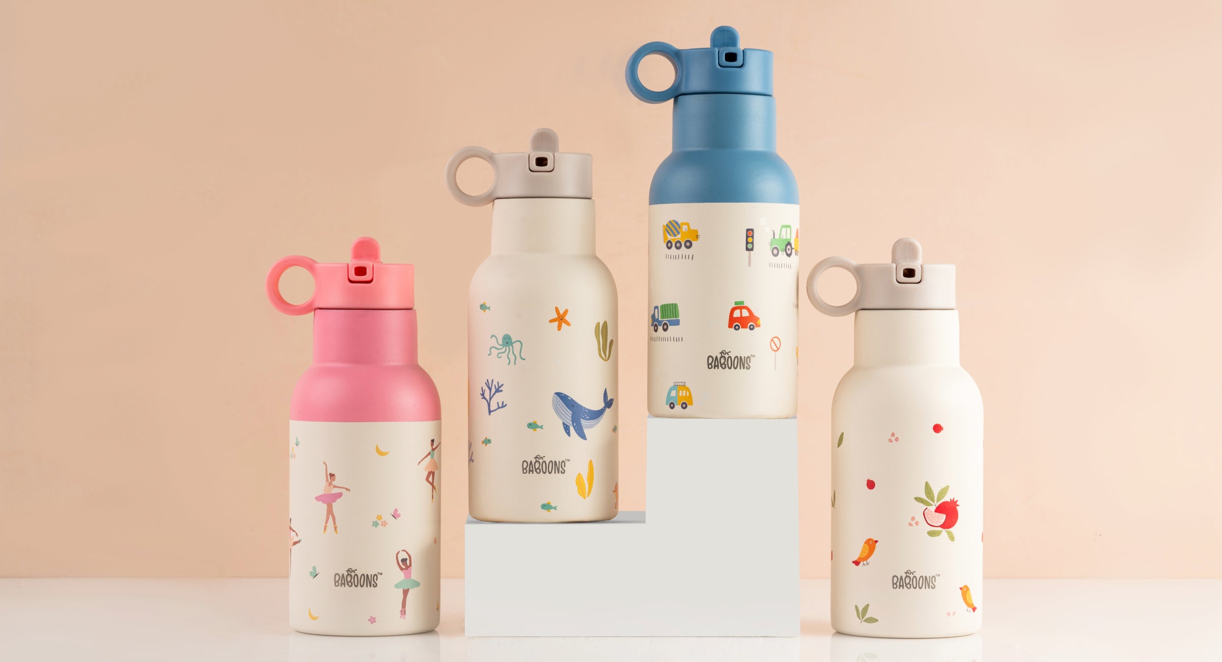 Baboons™ India: Shop Stainless Steel Water Bottles in Fun Colors for Kids