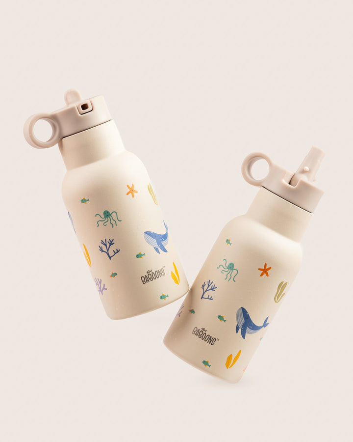 350ml Ocean Theme Stainless Steel Water Bottle for Kids with Sipper Lid Floating India