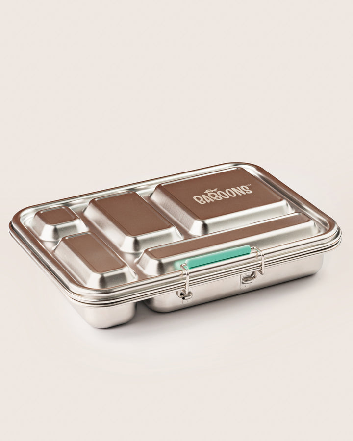 Leakproof Stainless Steel Bento Five Lunchbox Aqua Closed View