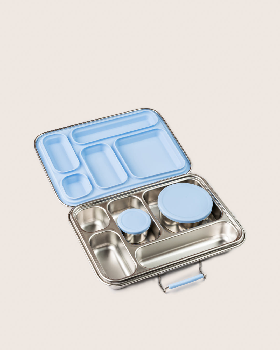 Leakproof Stainless Steel Bento Five Lunchbox blue with Snack Containers set