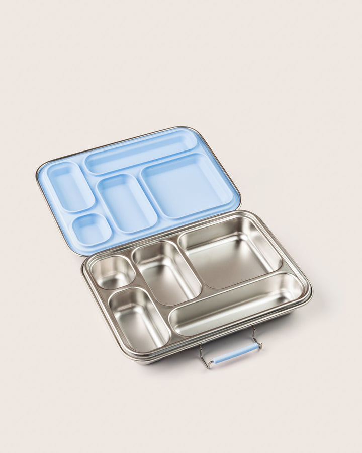 Leakproof Stainless Steel Bento Five Lunchbox blue Top View