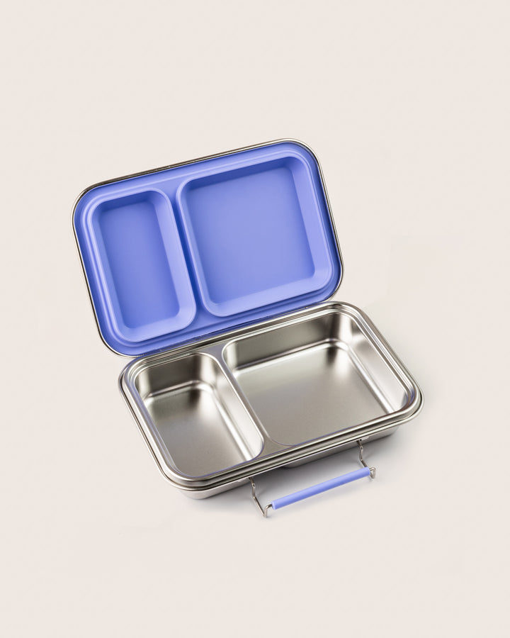 Leakproof Stainless Steel Bento Two Lunchbox Purple Open View